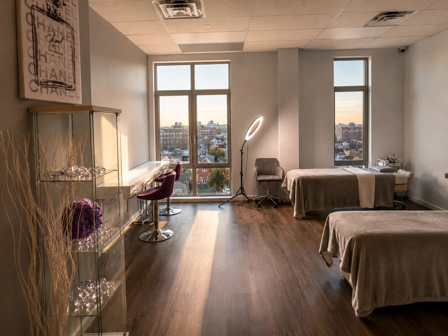 Treatment room with a window view over Gravesend, DEEPINLASH Brooklyn