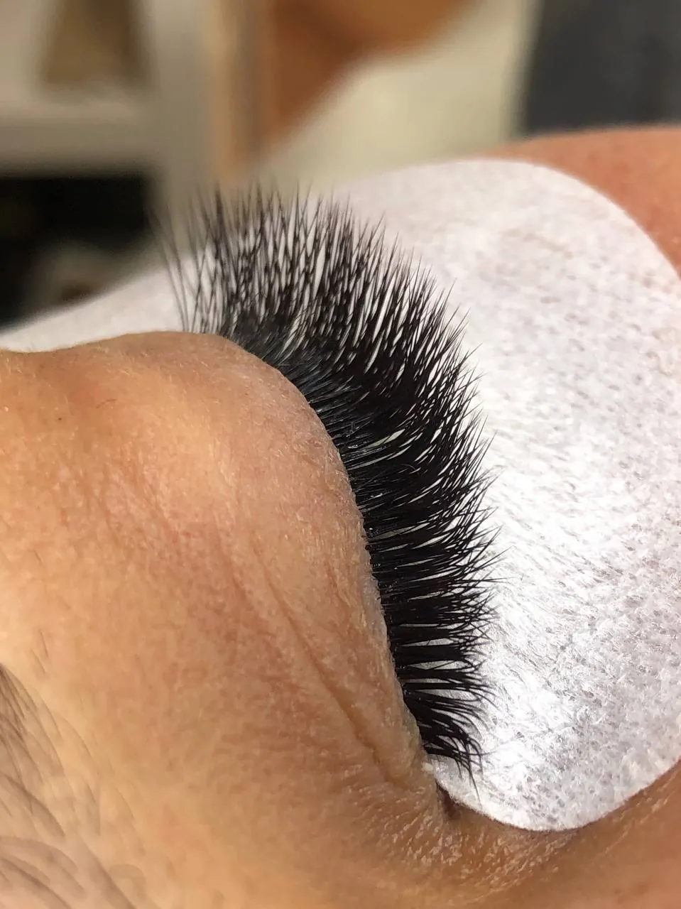 Close work during a mega volume lash set at DEEPINLASH, Gravesend Brooklyn