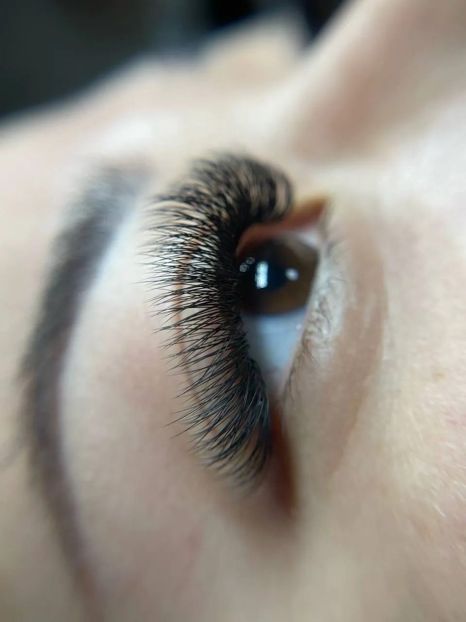 Wispy volume lashes on an open eye, DEEPINLASH Gravesend Brooklyn
